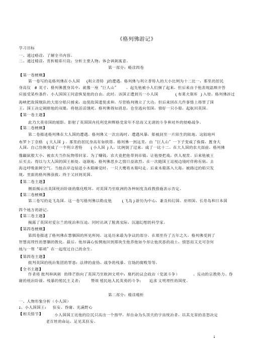 广东省中考语文一轮复习名著阅读《格列佛游记》知识要点解析