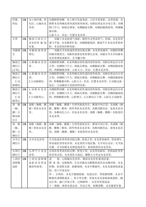 报告模板(CR)后山卫生院放射科