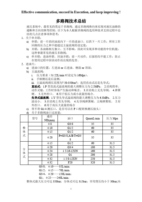 液压多路阀技术总结