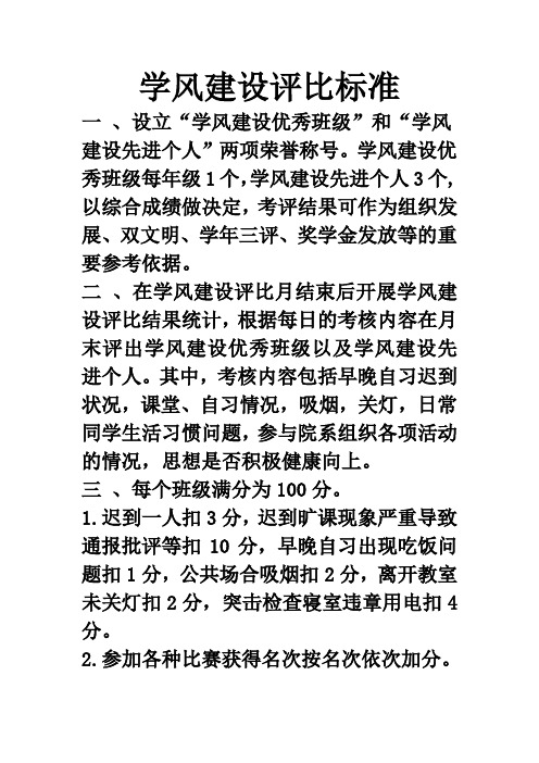 学风建设评比标准