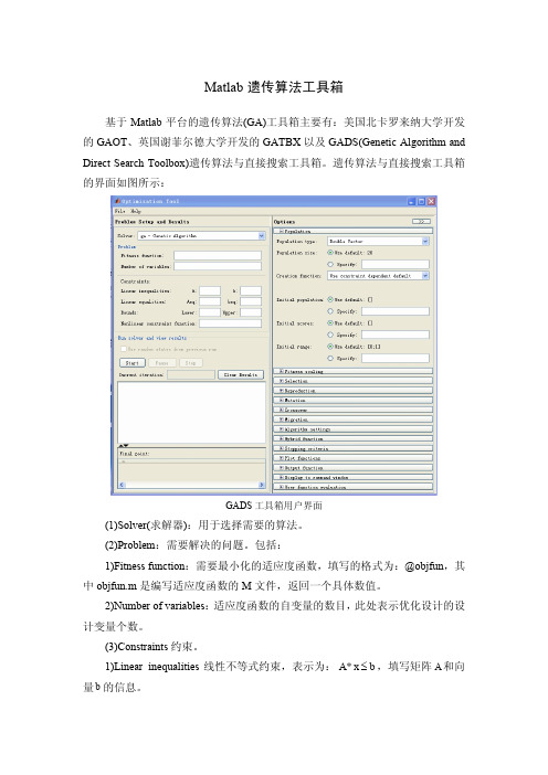 Matlab遗传算法工具箱简介