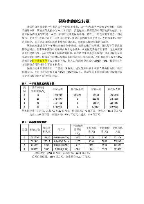 保险费的制定问题——数学建模题