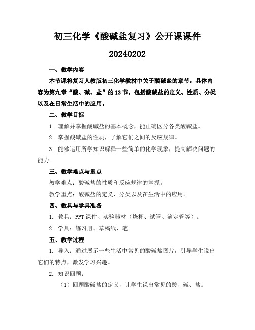 初三化学《酸碱盐复习》公开课课件20240202