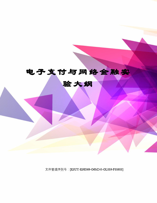 电子支付与网络金融实验大纲图文稿