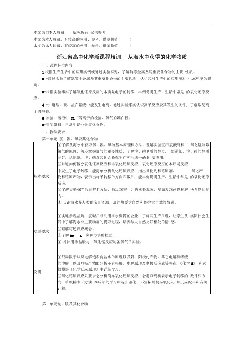 b6浙江省高中化学新课程培训从海水中获得的化学物质苏教版