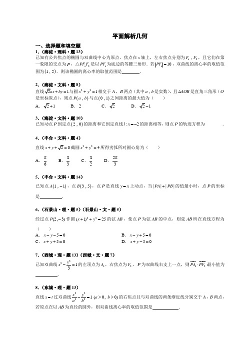 高考数学：平面解析几何(精品)