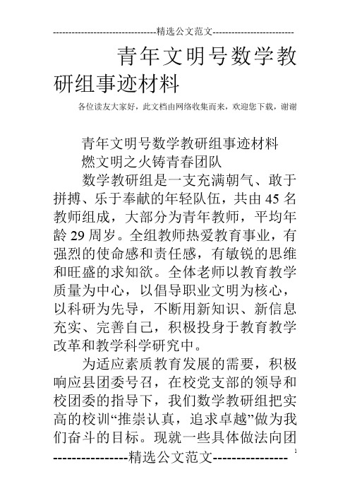 青年文明号数学教研组事迹材料