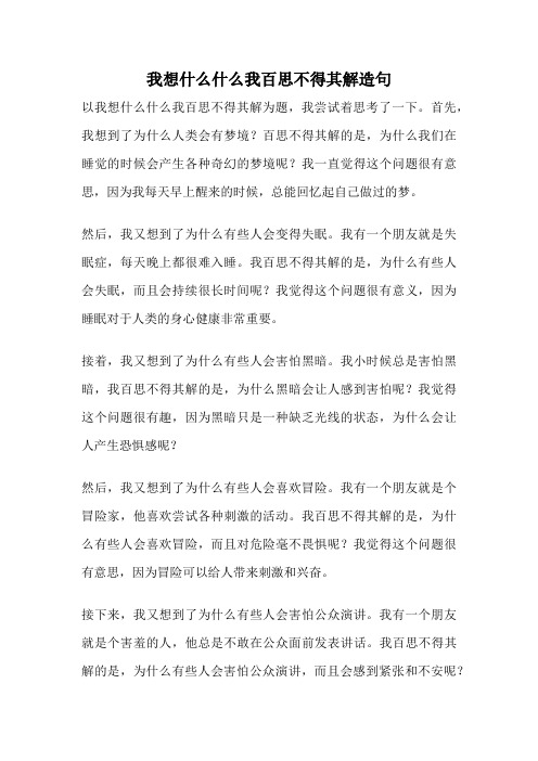 我想什么什么我百思不得其解造句