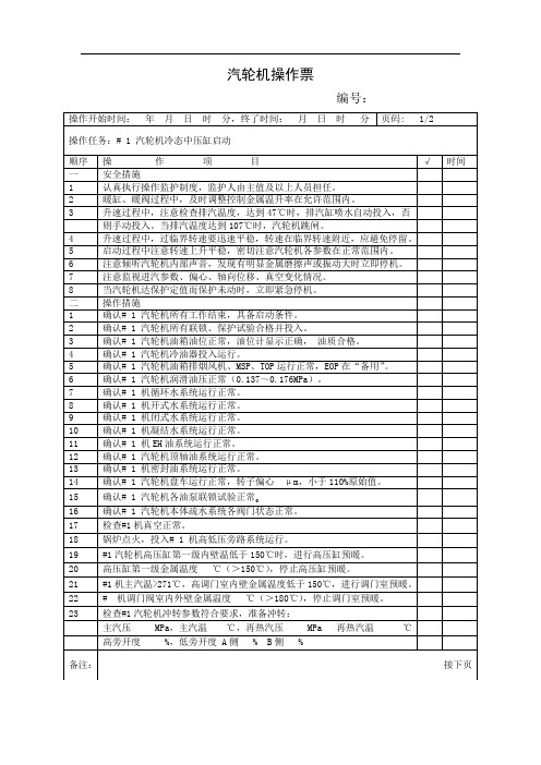 电厂操作票