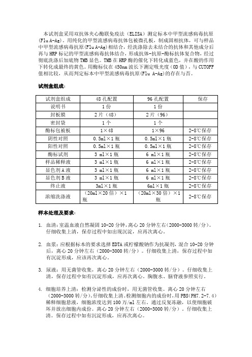 甲型流感病毒抗原酶联免疫分析