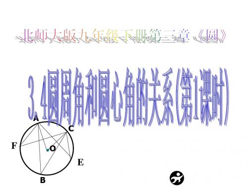 九年级数学北师大版同步课件:34圆周角和圆心角的关系