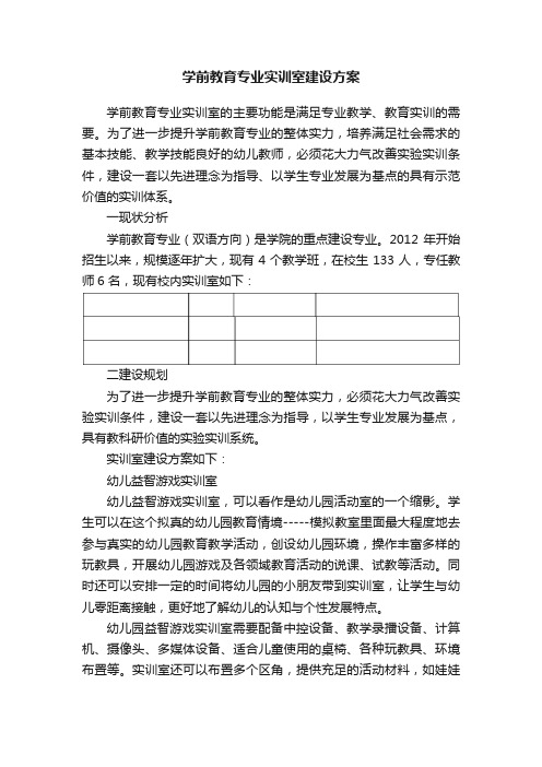 学前教育专业实训室建设方案