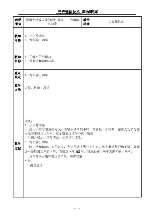 掺铒光纤放大器的特性指标——饱和输出功率(精)