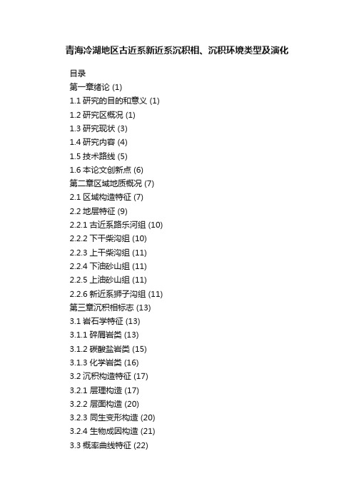 青海冷湖地区古近系新近系沉积相、沉积环境类型及演化