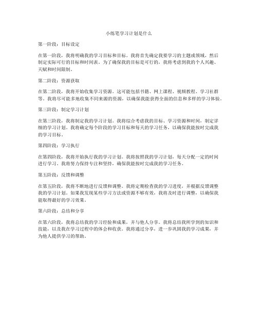 小练笔学习计划是什么