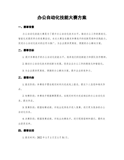 办公自动化技能大赛方案