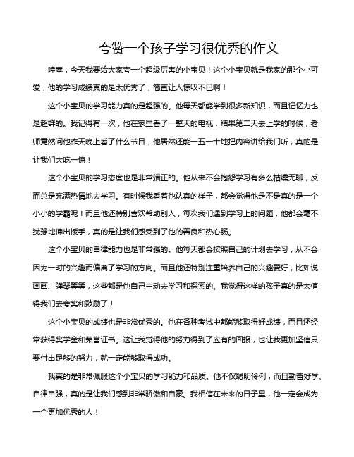 夸赞一个孩子学习很优秀的作文