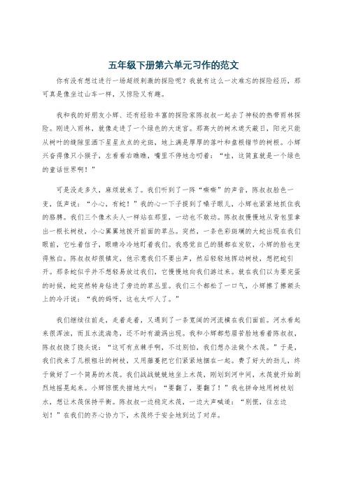 五年级下册第六单元习作的范文