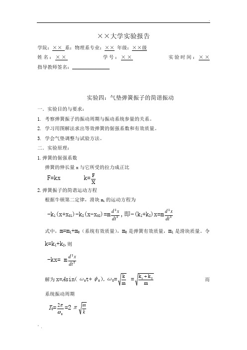 气垫弹簧振子的简谐振动实验报告