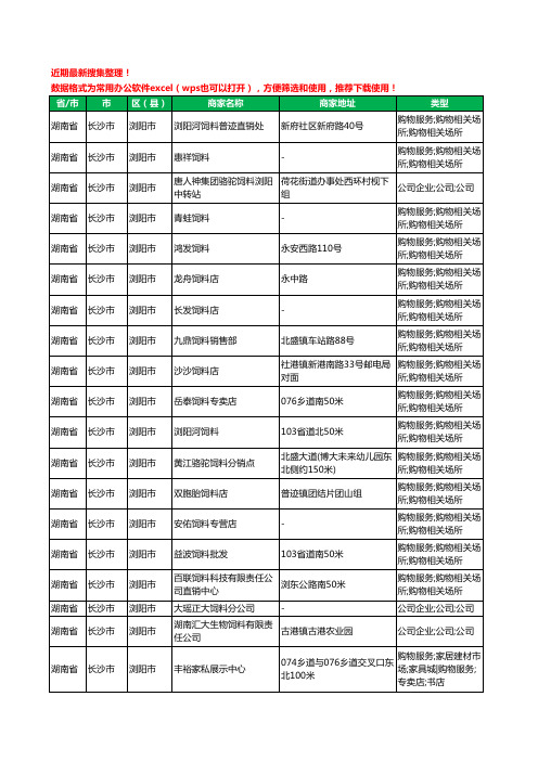 2020新版湖南省长沙市浏阳市饲料工商企业公司商家名录名单黄页联系方式大全50家