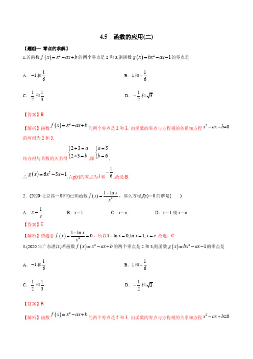 4.5 函数的应用(二)(精练)-2022版高中数学新同步精讲精炼(必修第一册)(教师版含解析)