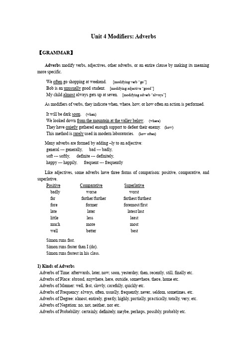 Unit 4 Grammar-modifers-adverb