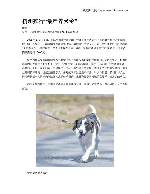 杭州推行“最严养犬令”