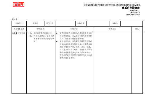 质量部-3体系审核检查表