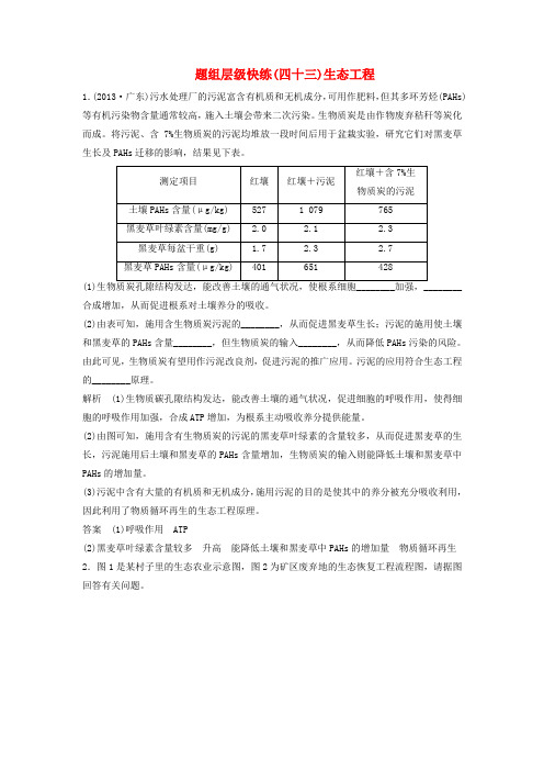 2017高考生物大一轮复习 题组层级快练43 第十一单元 现代生物科技专题 第44讲 生态工程 新人教版