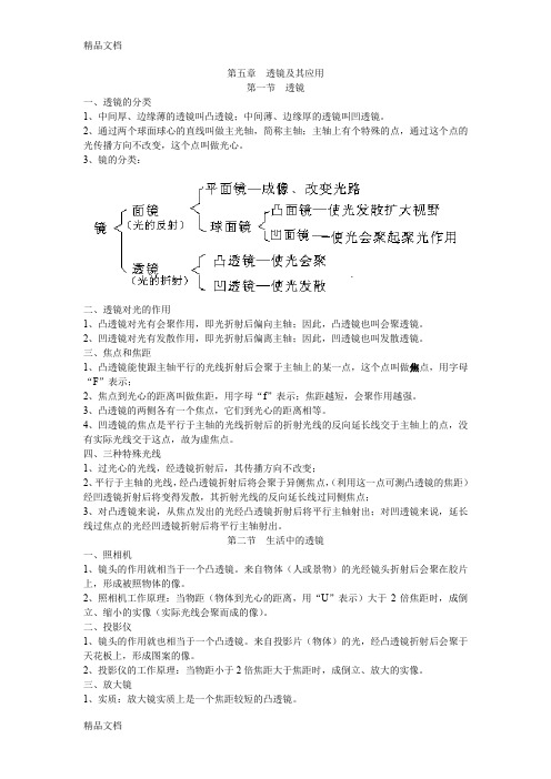 最新人教版八年级物理第五章透镜及其应用知识点总结