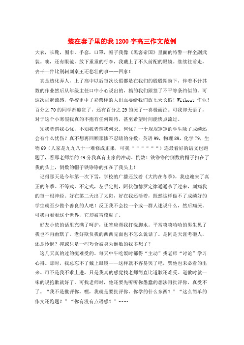 装在套子里的我1200字高三作文范例