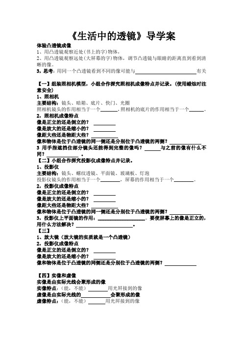 新人教版生活中的透镜导学案