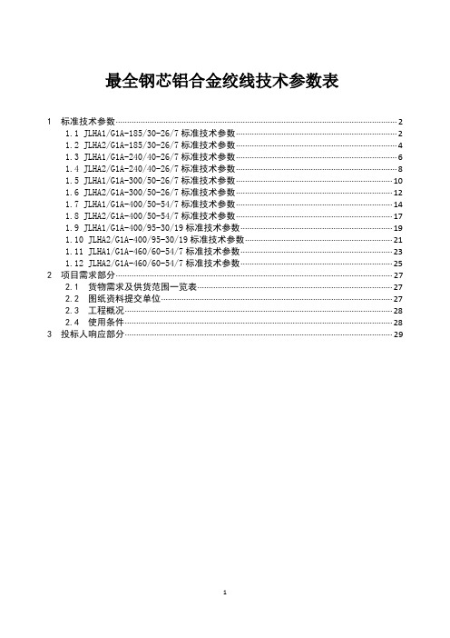 最全钢芯铝合金绞线技术参数表