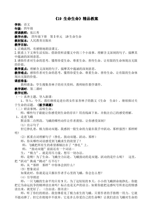 19 生命生命精品教案