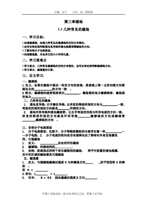 3.3几种常见的磁场学案