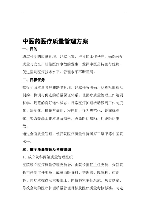 县中医院医疗质量管理方案.doc