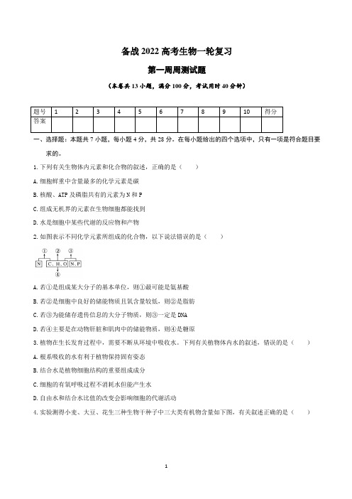 高考一轮复习：组成细胞的分子