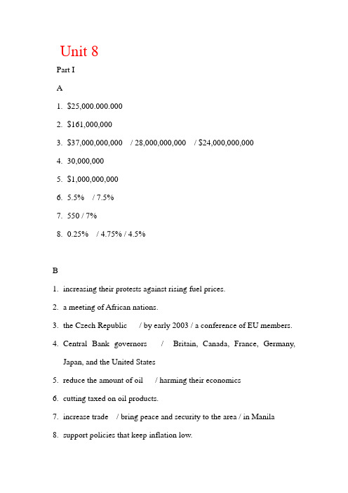 step by step3000 第一册unit 8答案