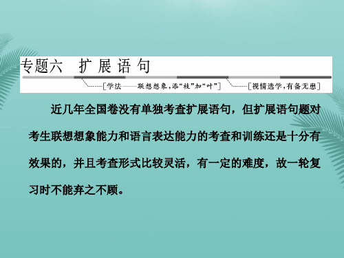 【全版】三维设计届高三语文第一轮复习第一板块语言文字运用专题六扩展语句课件推荐PPT