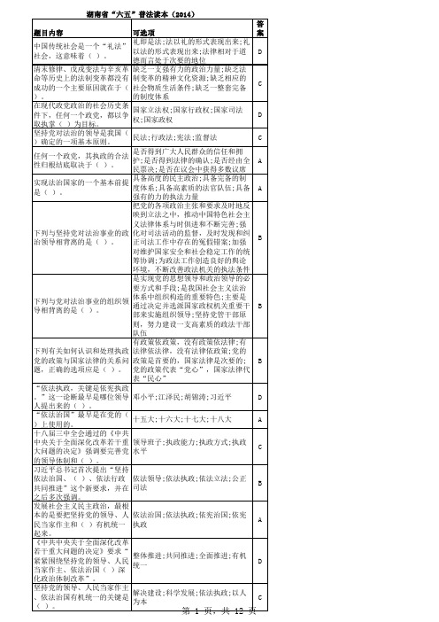 2014年《六五普法》试题及答案