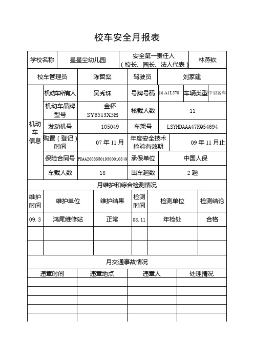 校车安全月报表2