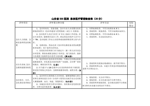 急诊医疗管理检查表