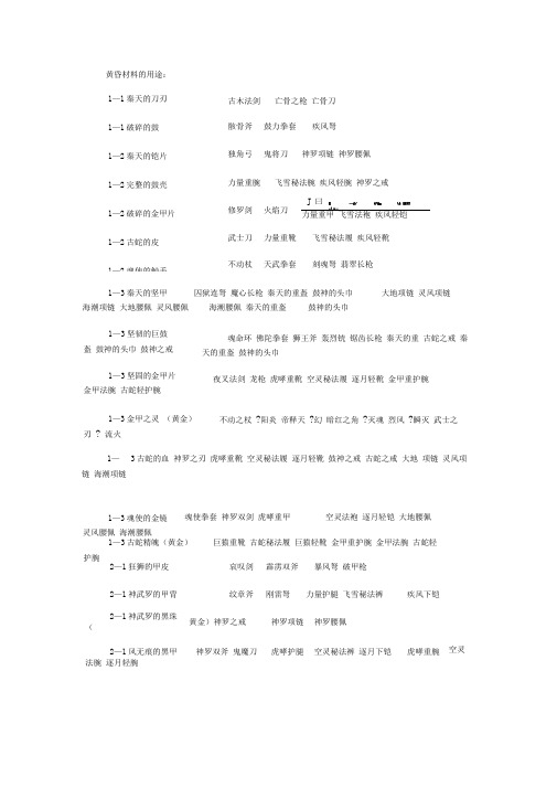 完美国际黄昏材料的用途