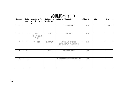 分镜头脚本模板