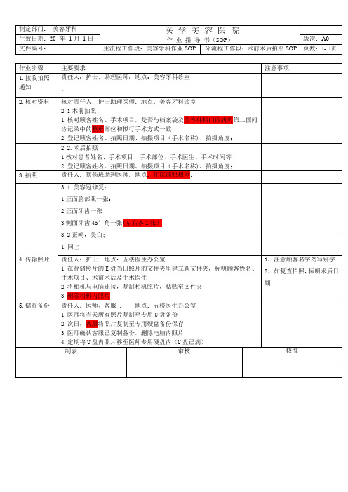 医疗口腔美容拍照sop流程