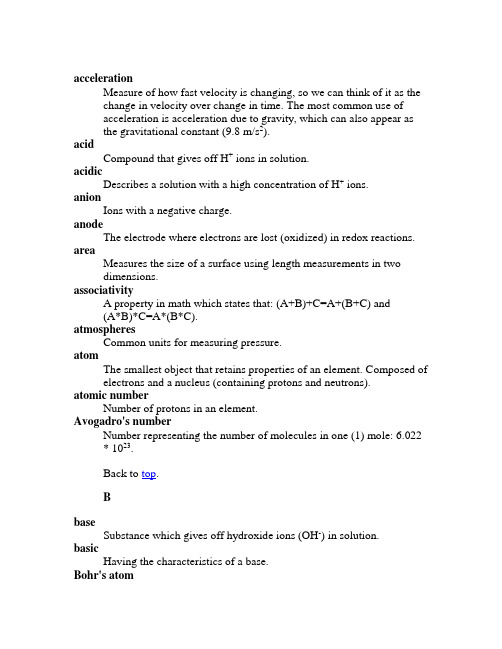 chemistry glossary