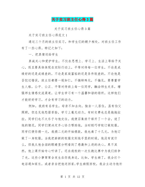 关于实习班主任心得3篇