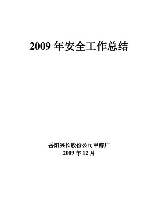 2009年安全工作总结