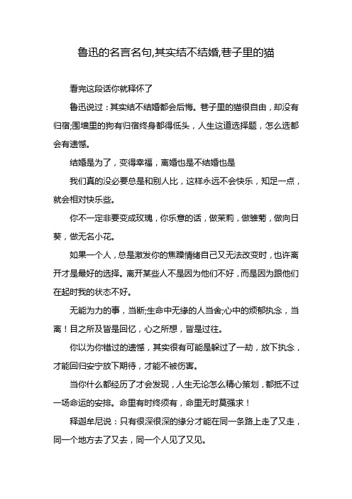 鲁迅的名言名句,其实结不结婚,巷子里的猫