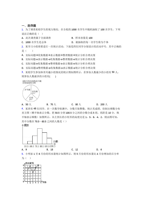 (常考题)人教版初中数学七年级数学下册第六单元《数据的收集、整理与描述》测试题(含答案解析)(1)